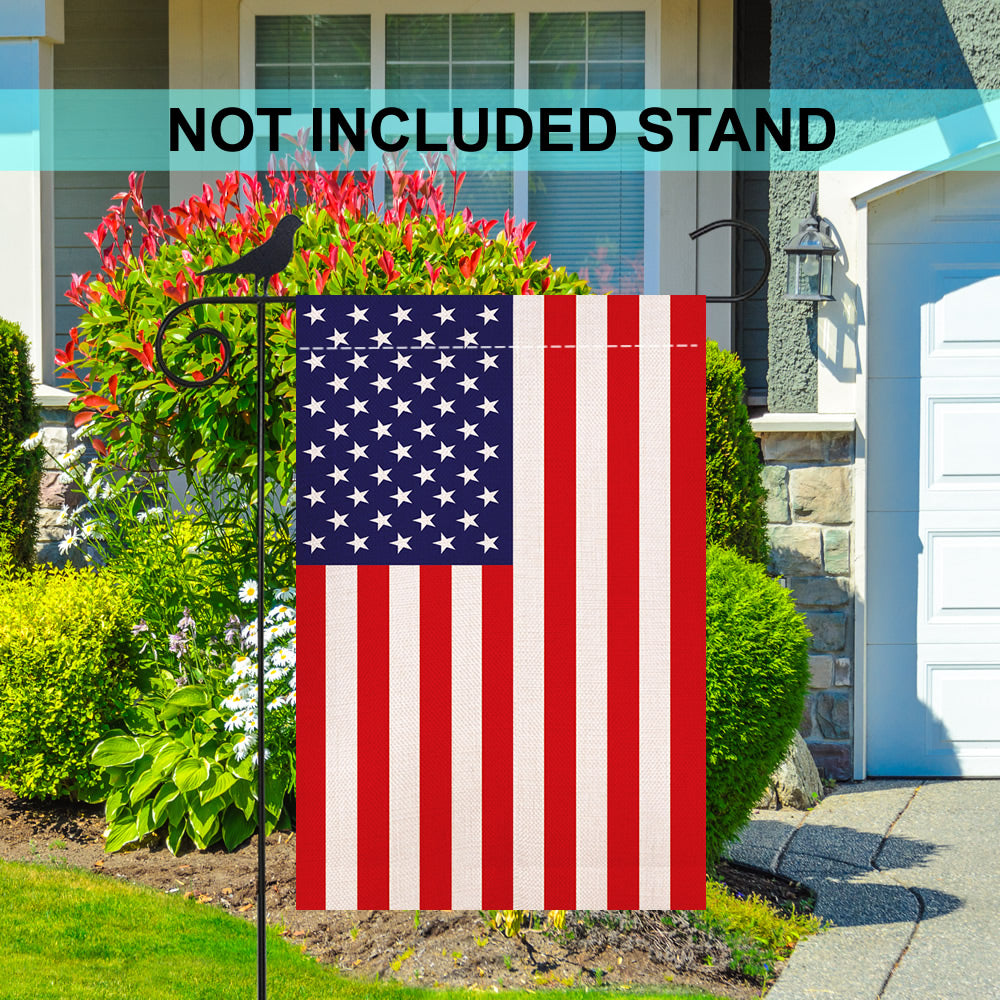 Shmbada Burlap American 4th of July Garden Flag, Double Sided Patriotic USA Garden Flag, Outdoor Decorative Small Flag 12 x 18 Inch