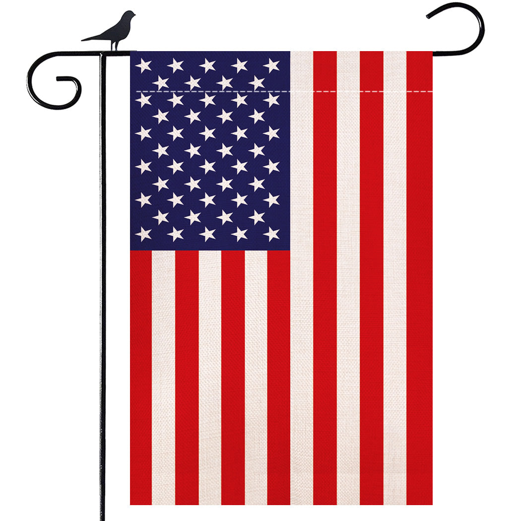 Shmbada Burlap American 4th of July Garden Flag, Double Sided Patriotic USA Garden Flag, Outdoor Decorative Small Flag 12 x 18 Inch