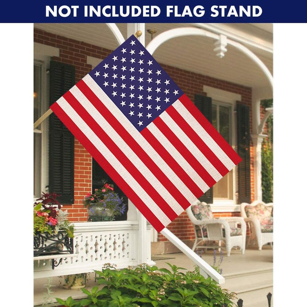 Shmbada American Double Sided Burlap House Flag, USA Patriotic Decorative Large Flags, Outdoor Decoration for Home Yard Porch Patio, 28 x 40 Inch