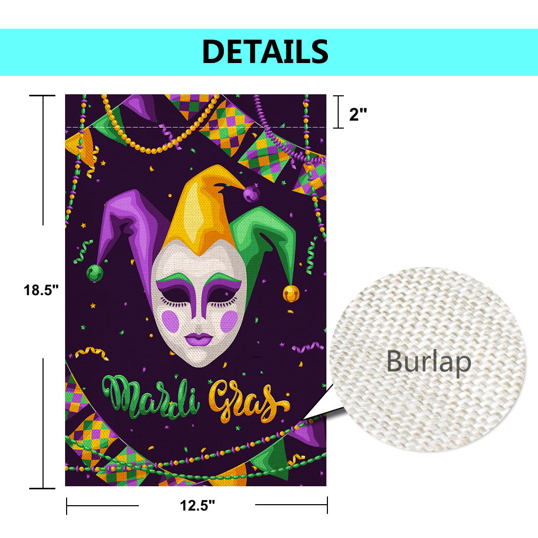Shmbada Welcome Mardi Gras Burlap Double Sided Garden Flag, Outdoor Yard Fleur De Lis Decoration, 12 x 18 Inch