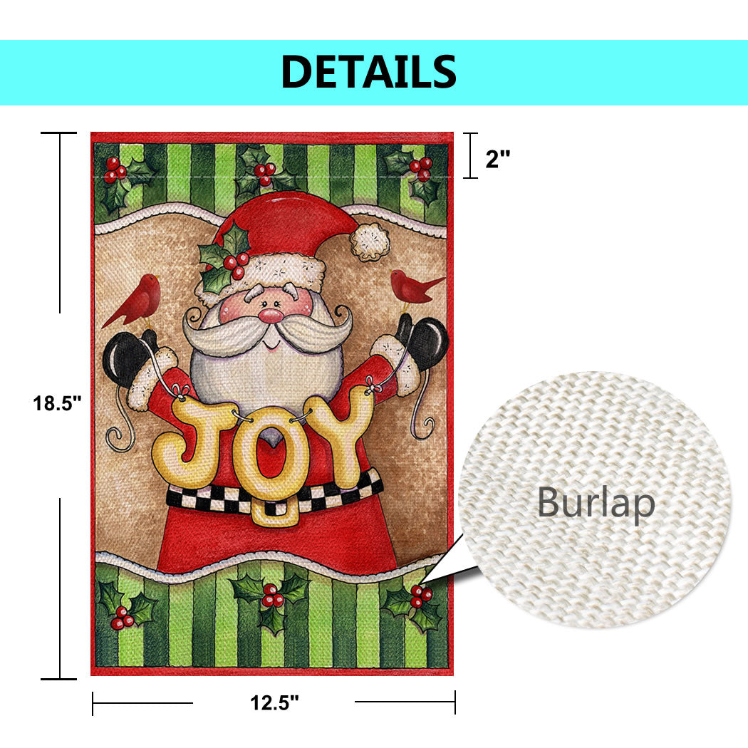 Shmbada Merry Christmas Joy Winter Burlap Double Sided Garden Flag, Outdoor Decorative Flags, 12 x 18 Inch