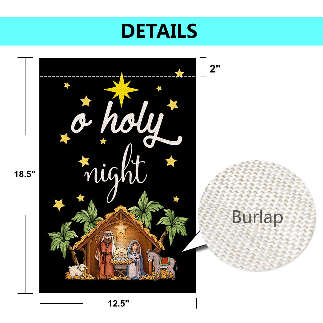 Shmbada Christ Nativity O Holy Night Burlap Garden Flags, Double Sided Outdoor Decorative Small Flag 12 x 18 Inch